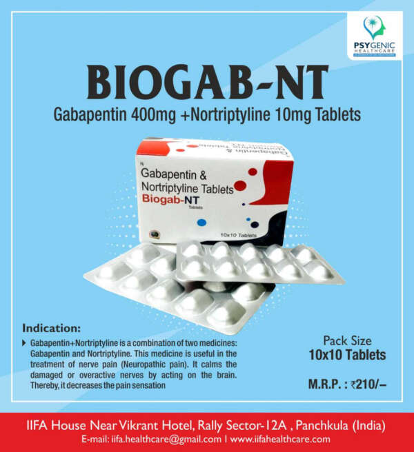 Gabapentin 400Mg + Nortriptyline 10Mg Tablets