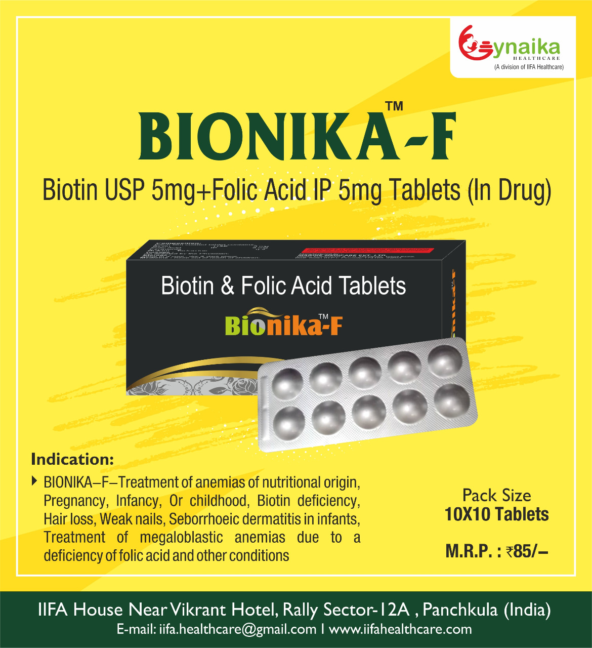Biotin 5mg+Folic Acid 5mg Tablets Manufacturers, Suppliers & PCD Franchise
