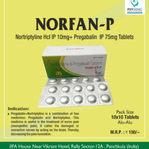 Nortriptyline Hydrochloride IP 10mg+ Pregabalin IP 75mg Tablets