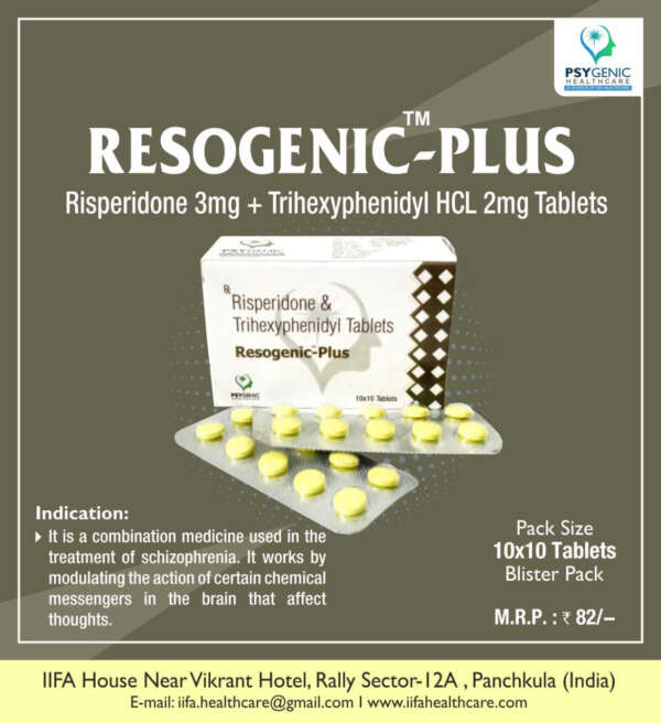 Risperidone-3mg + Trihexyphenidyl HCL 2mg Tablets